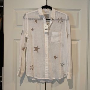 Rails Ellis white linen shirt with stars. Never worn New with tags